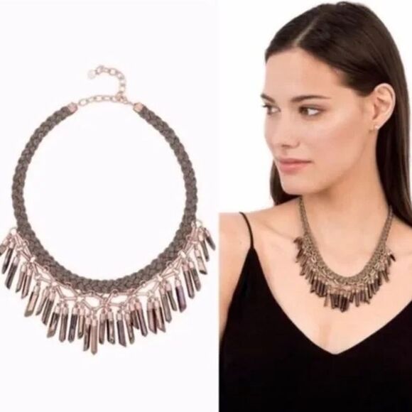 stella & dot ~ bronze shimmering bora fringeβnecklace - Picture 6 of 13